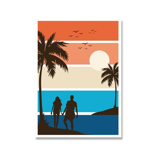 Hawaii Surfbrett Sommer Strand Landschaft Dekor Kalifornien Küstenwandbilder Liebespaar Surfer Malerei Kunst Leinwand Kein Rahmen