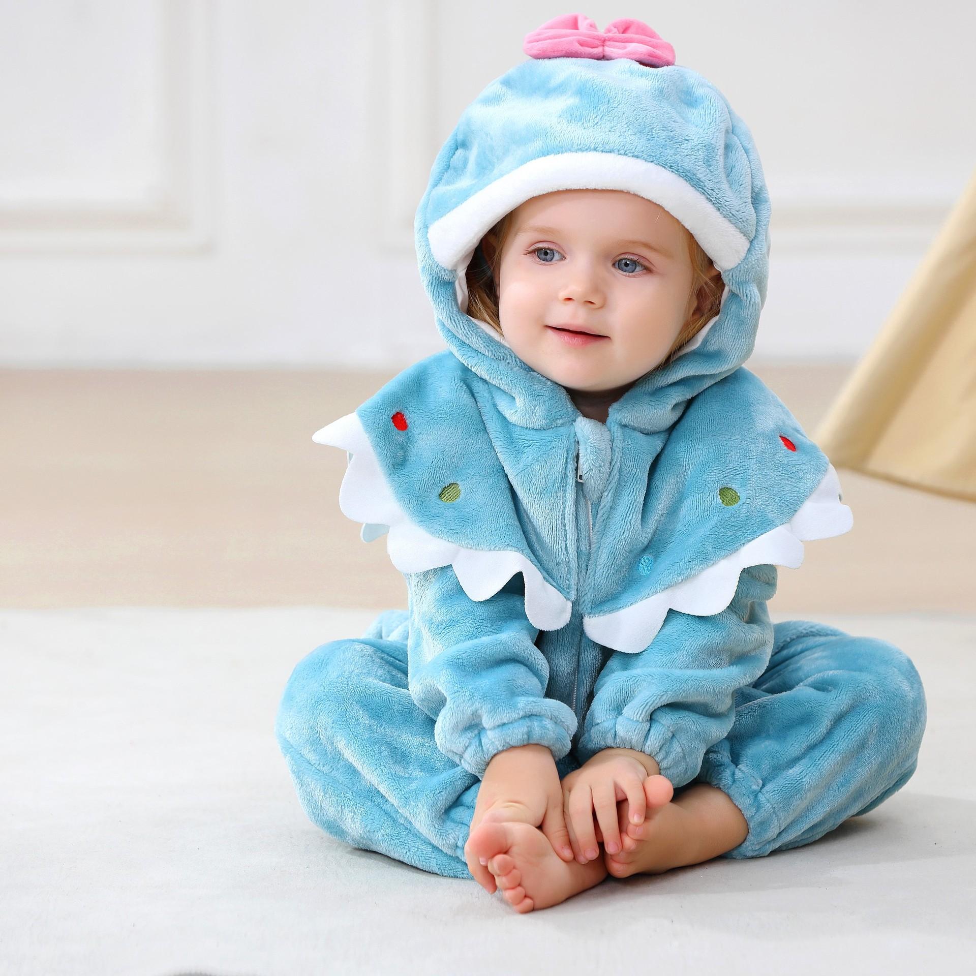 Fleece Jumpsuits for Boys and Girls Long Sleeve Fuzzy Hooded Onesie Rompers for Baby Kids Zip One Piece Romper Costume Warm Fall Winter Outwear Outfit 70