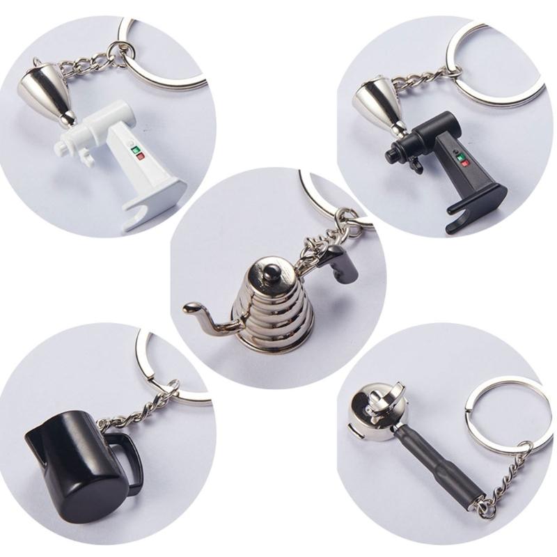 Stylish Coffee Themed Keychain Miniature Espresso Tool Keychain Authentic Coffee Accessories Charm for Fashion Lovers