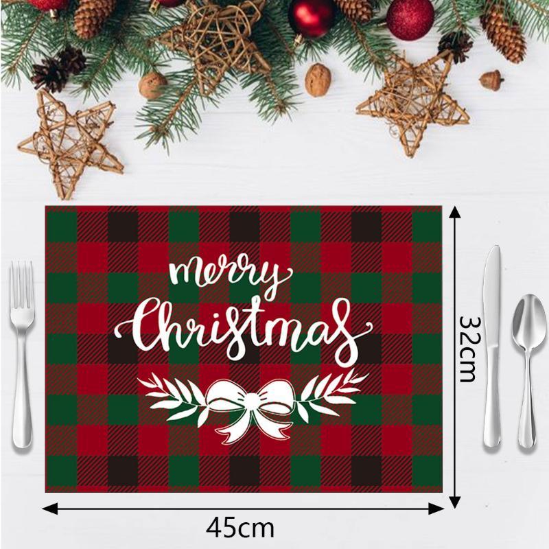 Buffalo Plaid Christmas Placemats, Waterproof Festive Prints For Xmas Table Decoration