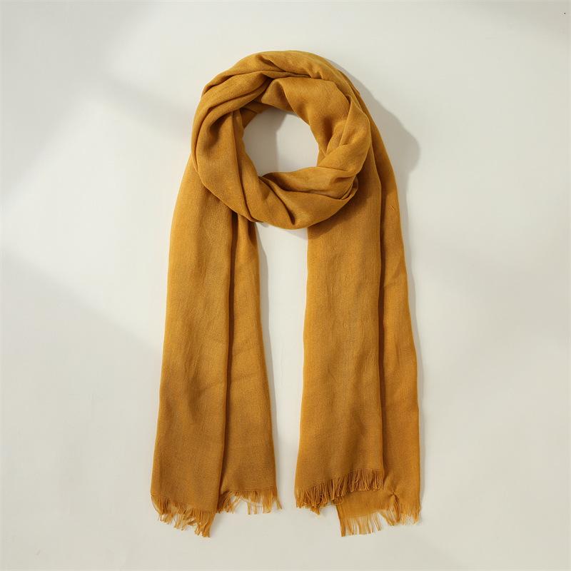 Sweet Solid Color Scarf Women's 2025 New Fashion Warm Medium and Long Decorative Wear Scarf Shawl