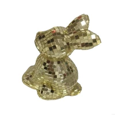 62KD Hochglanzpolierte Disco-Hasen-Skulptur Osterdekoration Tierfigur