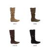 Cowhide version 0cm inner height increase~ two wear Korean pointed buckle with pleated middle tube stack boots women 0000 autumn and winter new