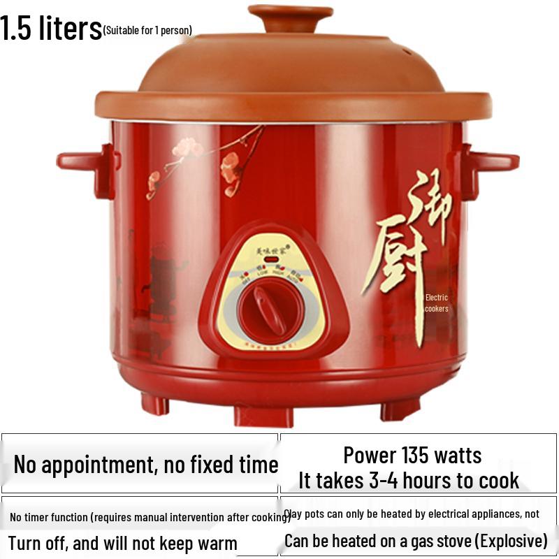 Purple Clay Ceramic Stew and Soup Pot - Earthenware Slow Cooker and Double Boiler