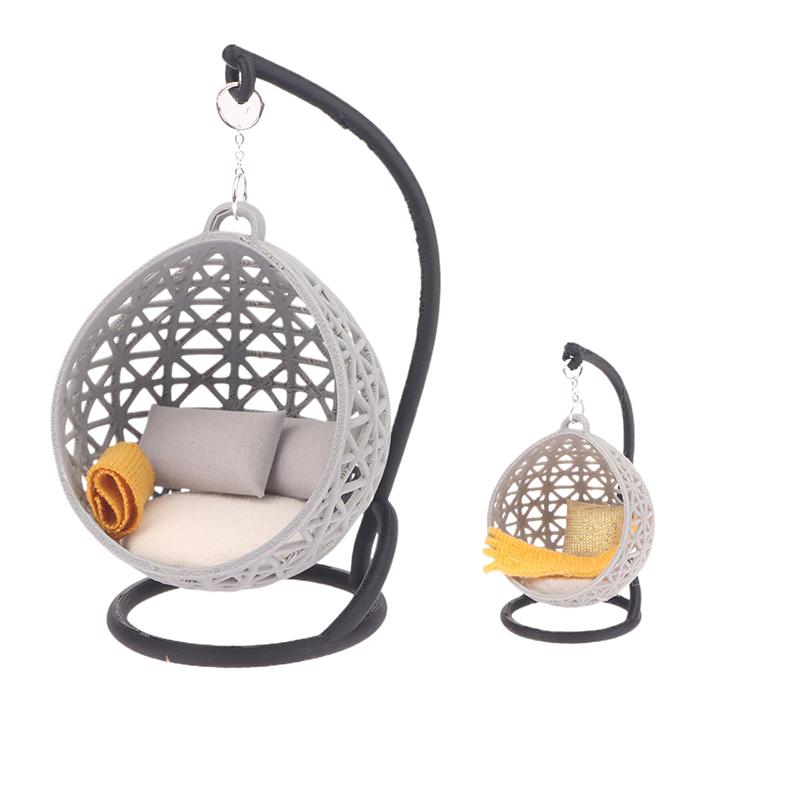 1 Sett Babymodell Håndverk Miniatyr Hengekøye Husoppsett Rekvisitt DIY Huske Stol Dukkehus Leker Dekorasjon