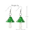 Sweet Resin Mushroom Earrings Handmade Plastic Simulation Mushroom Long Pendant Earring Zircon For Women Girls Gift