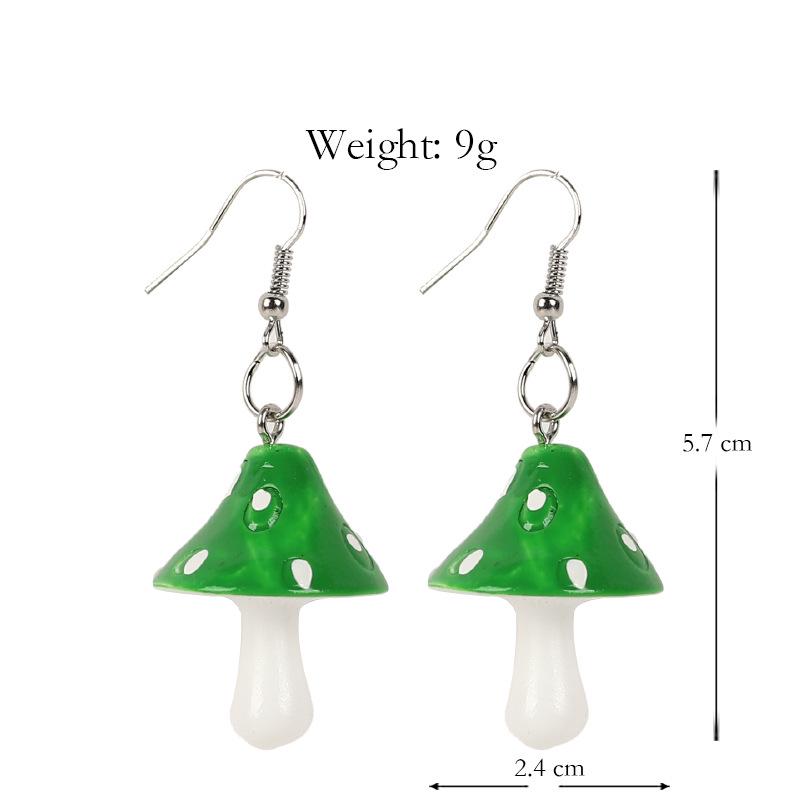 Sweet Resin Mushroom Earrings Handmade Plastic Simulation Mushroom Long Pendant Earring Zircon For Women Girls Gift