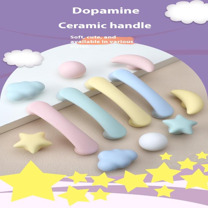 Keramik Schrankgriffe im nordischen Stil für Kinderzimmer, Macaron-farbenfrohe runde Schubladenknöpfe und -griffe, Möbelgriffe für Kinder
