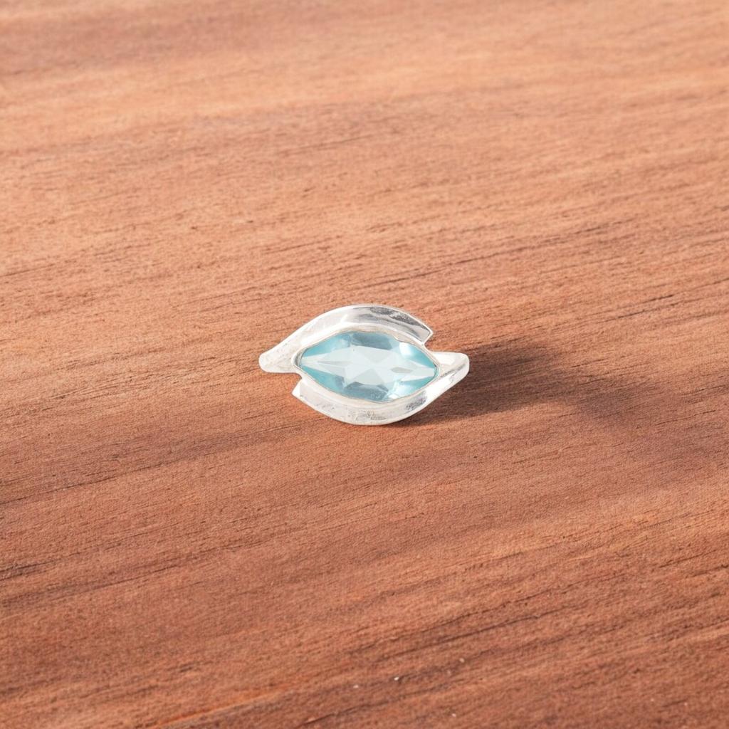 Sky Blue Topaz Gemstone Ring 925 Sterling Silver Handmade Jewelry Stylish Ring RR-60-8