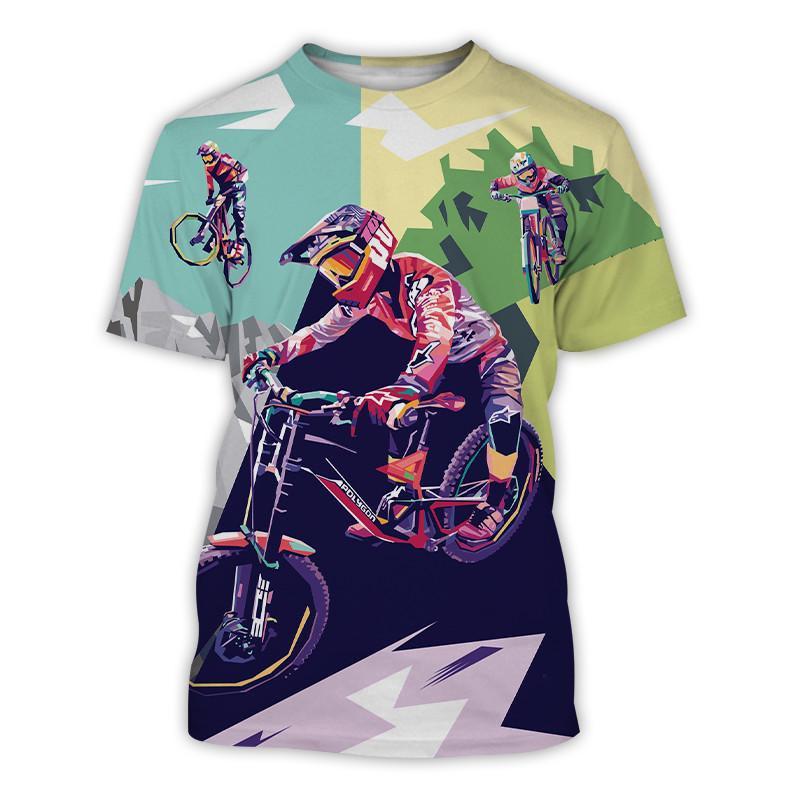 3D Printed Bicycle Cycling T-shirt Men's Plus Size Short-sleeved T Shirt Fashion Casual Round Neck Tees Harajuku Sports Tops