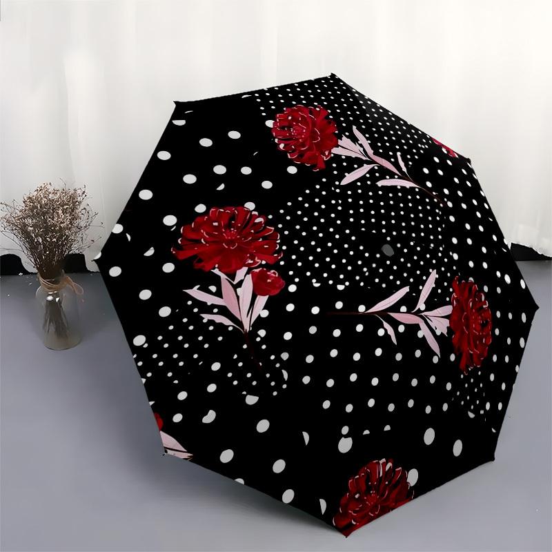 1pc Floral Polka Dot Pattern Umbrella with Plastic Handle,Suitable for All Seasons Umbrellaptys26010