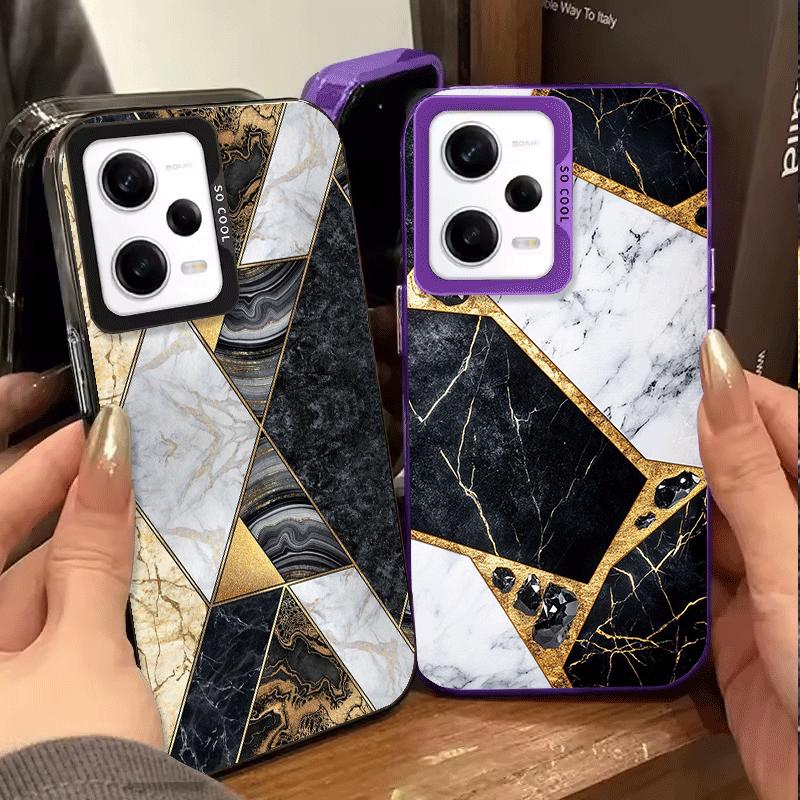 Geometric Marble Pattern Shockproof Phone Case for Xiaomi Redmi Note 15 14 13 12 Pro Plus 11 11S 11T 5G Cover Anti Fall Fundas
