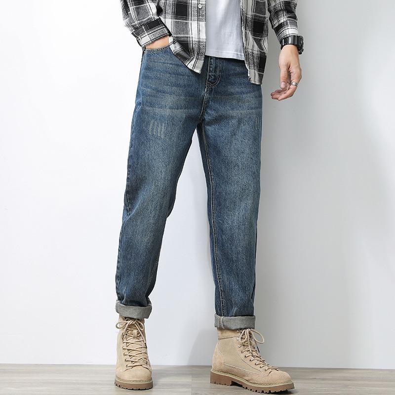 Blugi pentru bărbați în stil clasic Pantaloni largi din denim micro-stretch de afaceri Pantaloni casual pentru bărbați Îmbrăcăminte de stradă