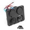 Keenso DC12/24V 4-Way Waterproof Switch Panel with LED Light, ON/OFF Toggle, 4.2A USB Socket, Voltmeter, and Cigarette Lighter (Blue Light) for Marine