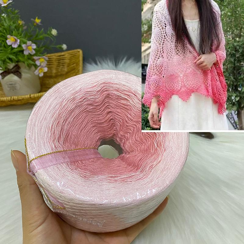 300g Pure Cotton Cake Thread Gradient Long Section Dyed No. 8 Lace Thread for DIY Hand-knitted Shawl Short-sleeved Skirt Blanket