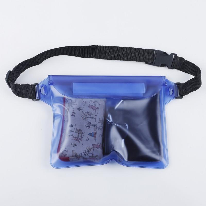 PVC Waterproof Phone Pouch Swimming Beach Rafting Outdoor Sports - Frosted Transparent Triple-Layer Waist Pack