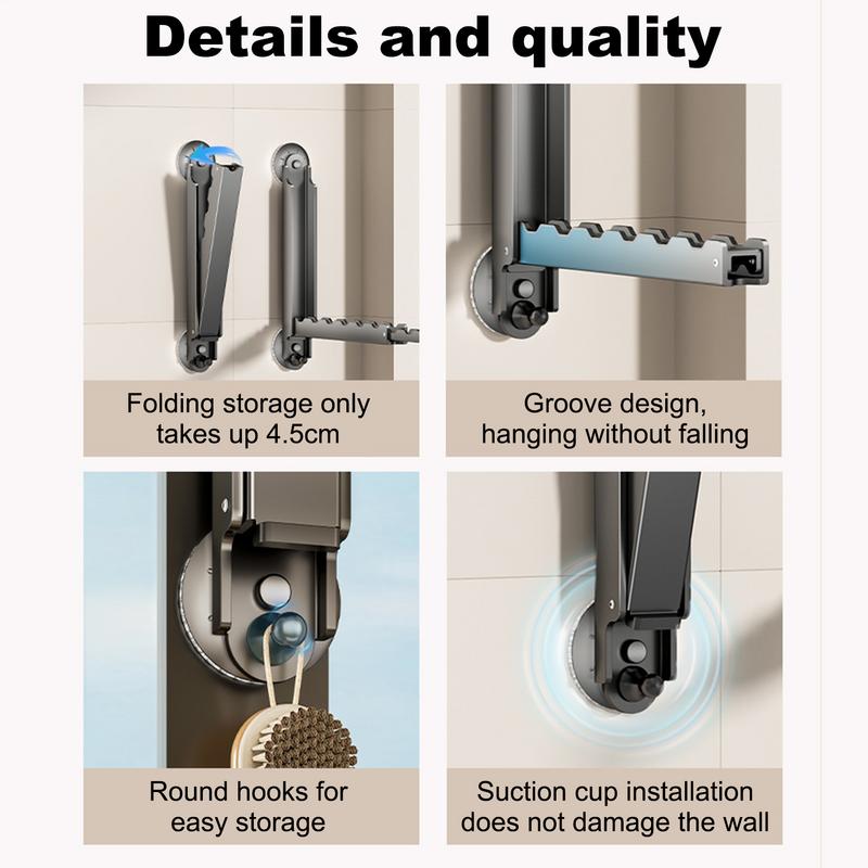 Folding Clothes Drying Rack Towel Hooks Punch-Free Coat Rack Hat Wall Hanger Adhesive Wall Hooks Storage Hanging
