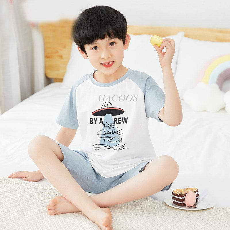 Baby Boys Pajamas Summer Short Sleeved Children's Clothing Sleepwear Teen Pajama Cotton Pyjamas Sets for Kids 6 8 10 12 14 Years