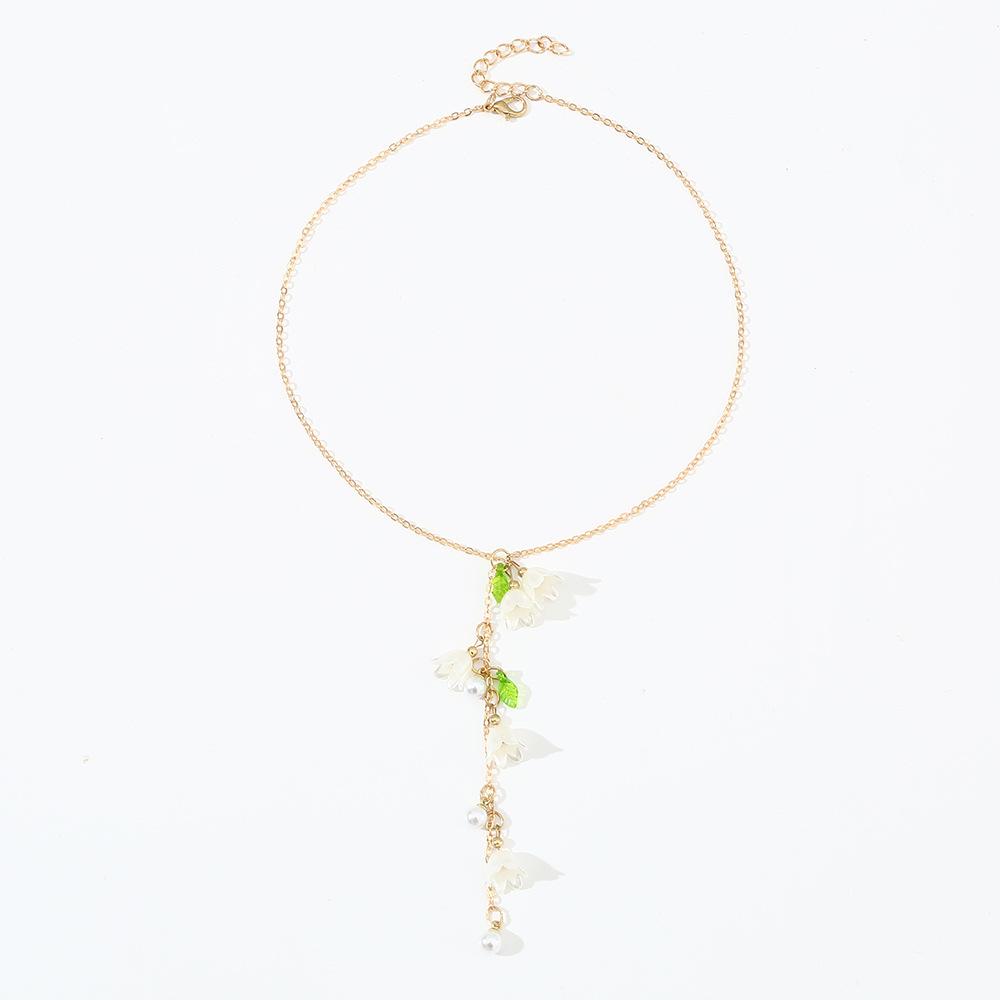 

Модное и Красивое Ожерелье, Длинная Кисточка, Колокольчик, Ожерелье с Орхидеей One Size белый