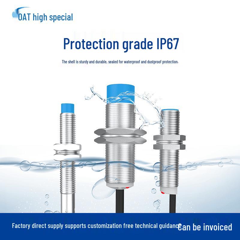 Adjustable M30 Metal Sensing Inductive Proximity Switch, 10-30V, Three-Wire, NPN/PNP, NO/NC.