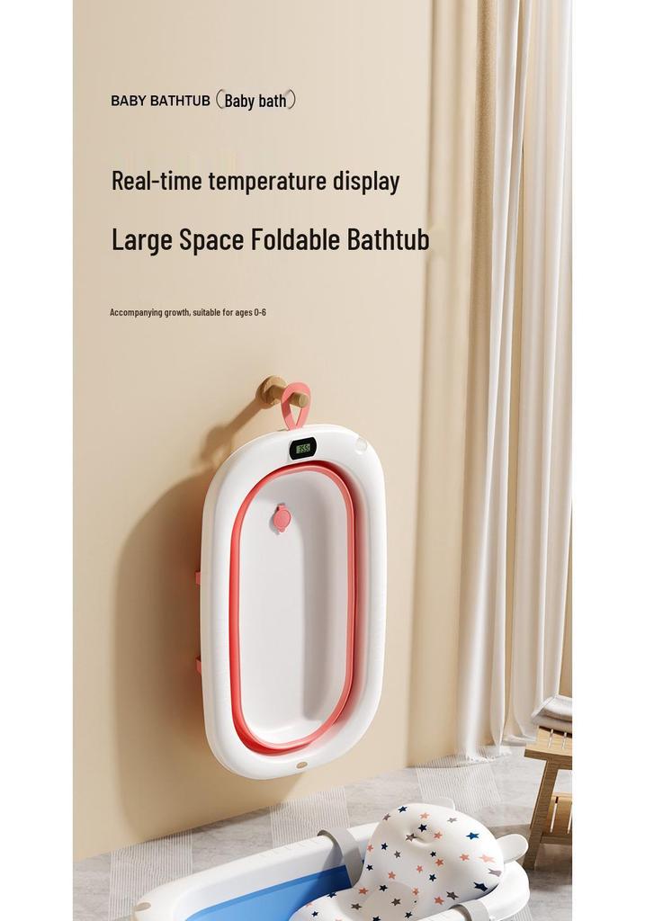 Foldable Baby Bathtub - Large, Sit or Lie for Kids, Newborn Bath Essentials for Home Use