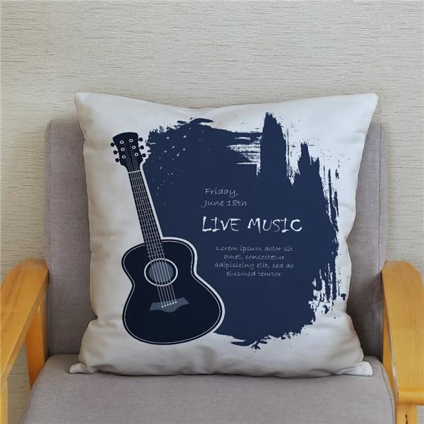 Trendy Rock Music Print Pattern Cushion Cover   Home Living Room Sofa Decoration Pillow