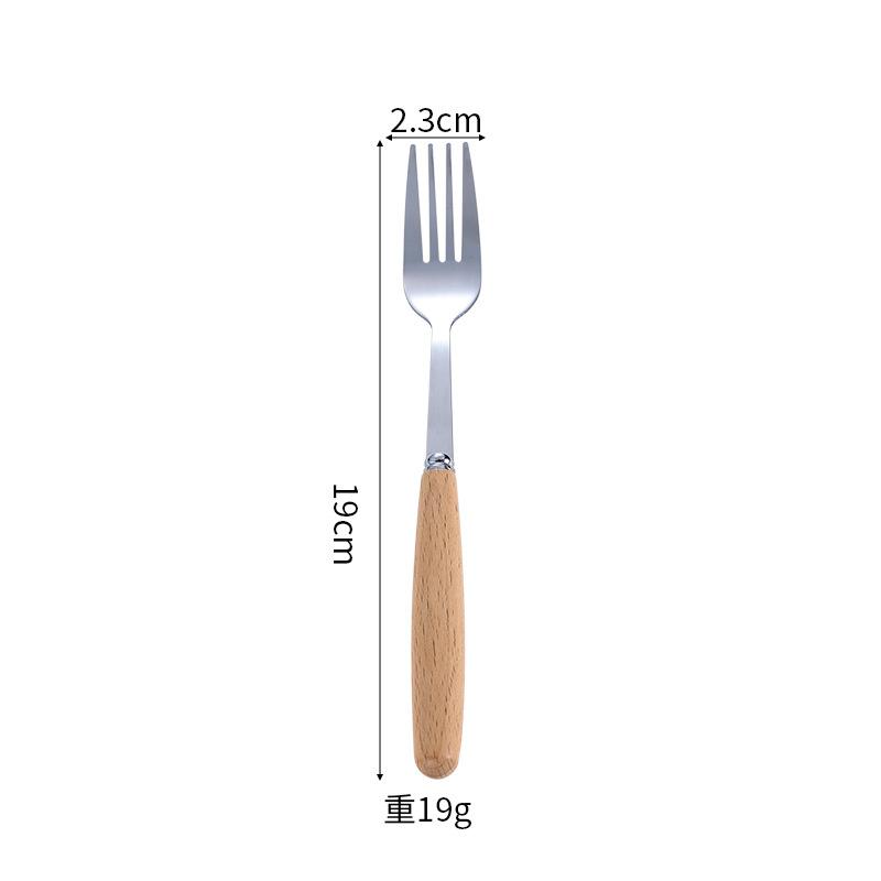 Stainless steel tableware three-piece set, wooden handle, spoon, fork, chopsticks, student outdoor portable tableware set
