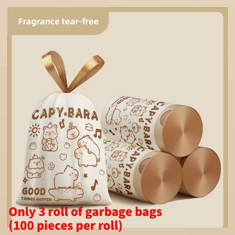 Pe Trash Bag With Drawstring For Home Use Heavy Duty Thick Garbage Sacks For Kitchen And Household