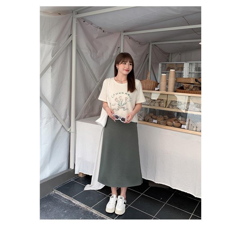 Sweet Tulip Printed Short-sleeved T-shirt Plus Size Women's Round Neck Loose