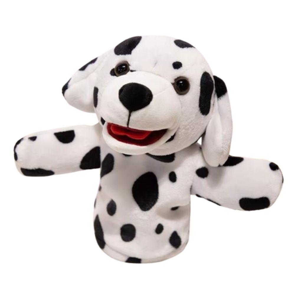 Simulation Little Yellow Dog Hand Puppet Soft Stuffed Plush Dalmatian Toys  Parent-child
