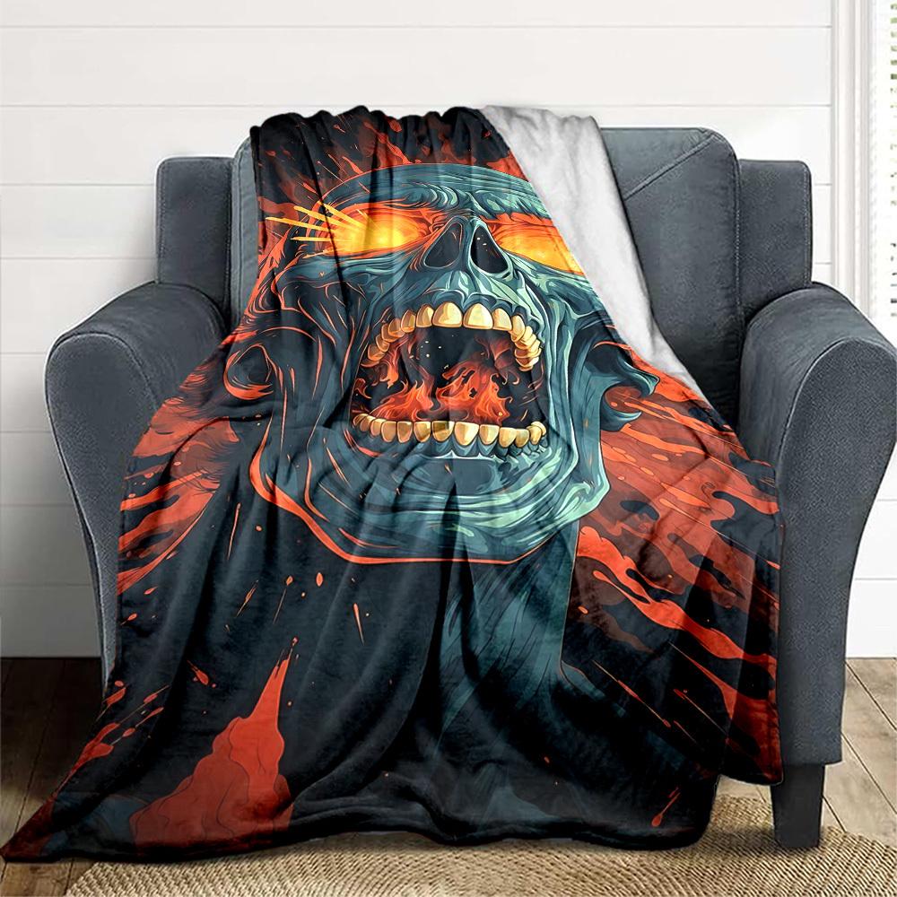 1pc Hellfire Blanket, Lightweight Flannel Throw Blanket For Sofa, Bed, Travel, Camping, Living Room, Office, Couch, Chair, And Bed