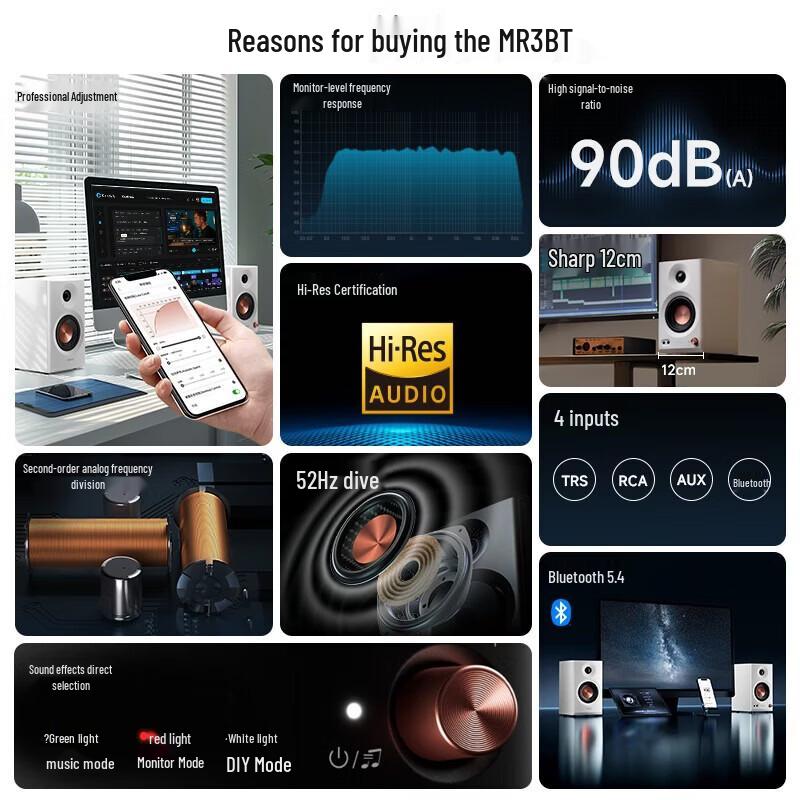 Edifier MR3BT Wireless Bluetooth Desktop Speaker CN plug (adapter included)