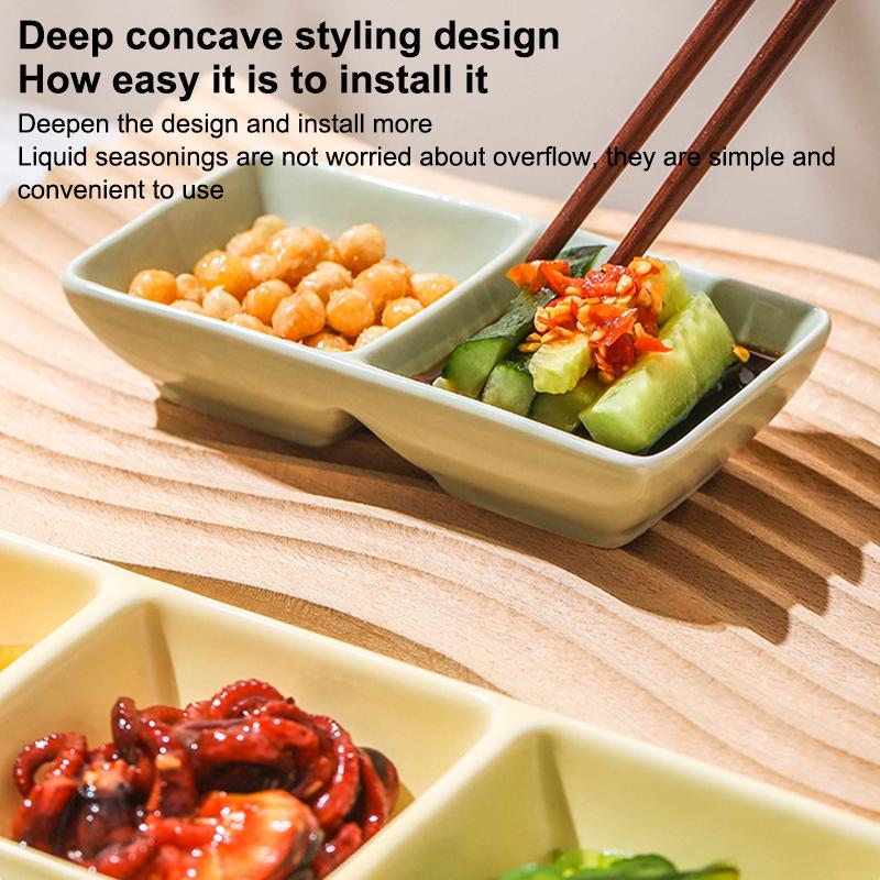 Creative Ceramic Soy Sauce Dish Spice Plate 2/3 Grids Dinner Plates Household Snack Plate Kitchen Accessories