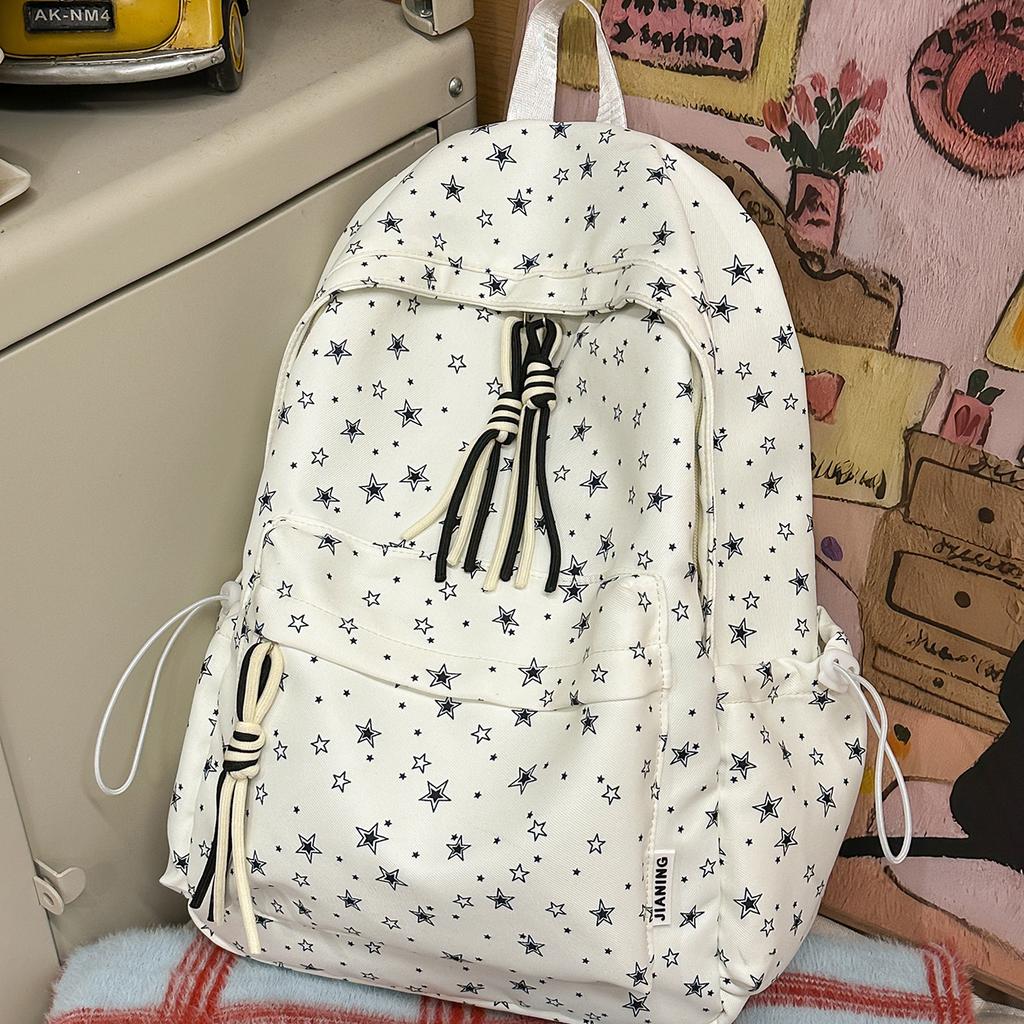 Schoolbag Korean Version Ins College Style Printed Schoolbag Women's Versatile Sweet Backpack Large Capacity Campus Student Lightweight Schoolbag