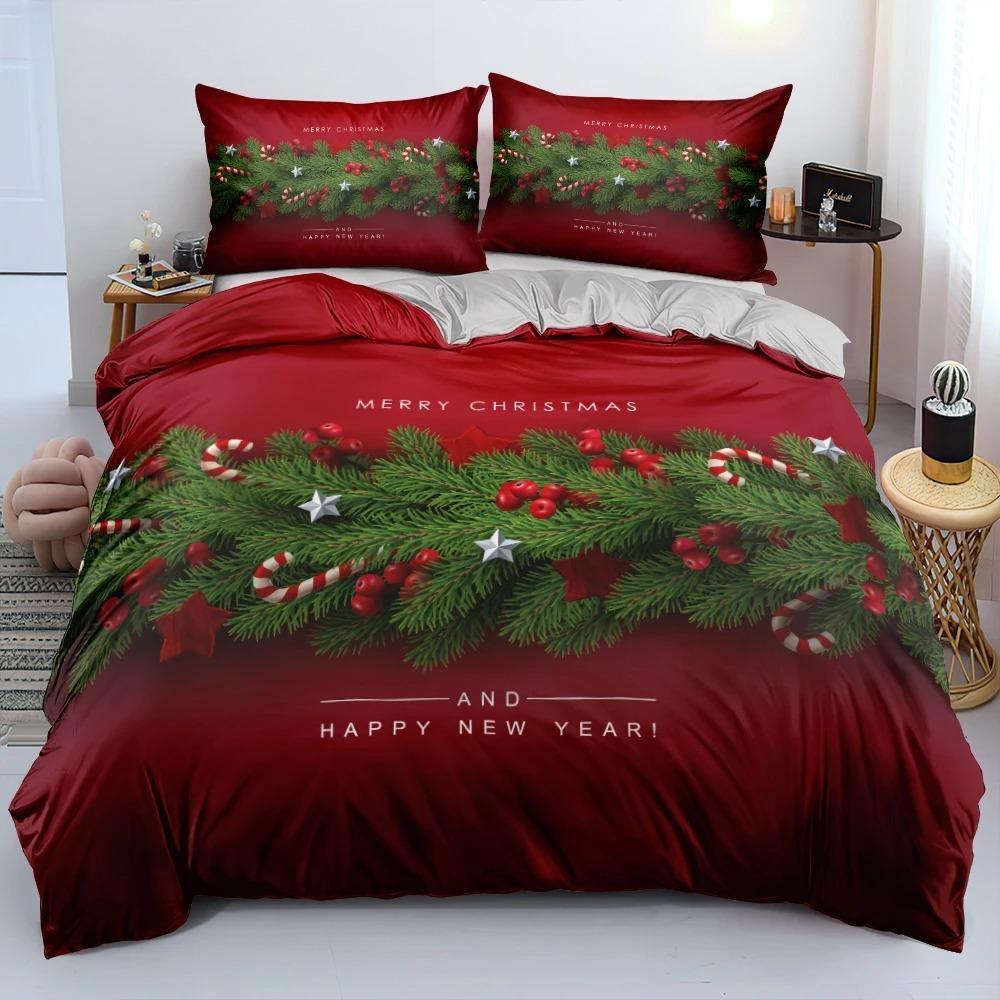 3d feliz natal branco conjuntos de cama natal edredão/colcha conjunto poliéster consolador capa rei rainha gêmeo completo vermelho arco bege