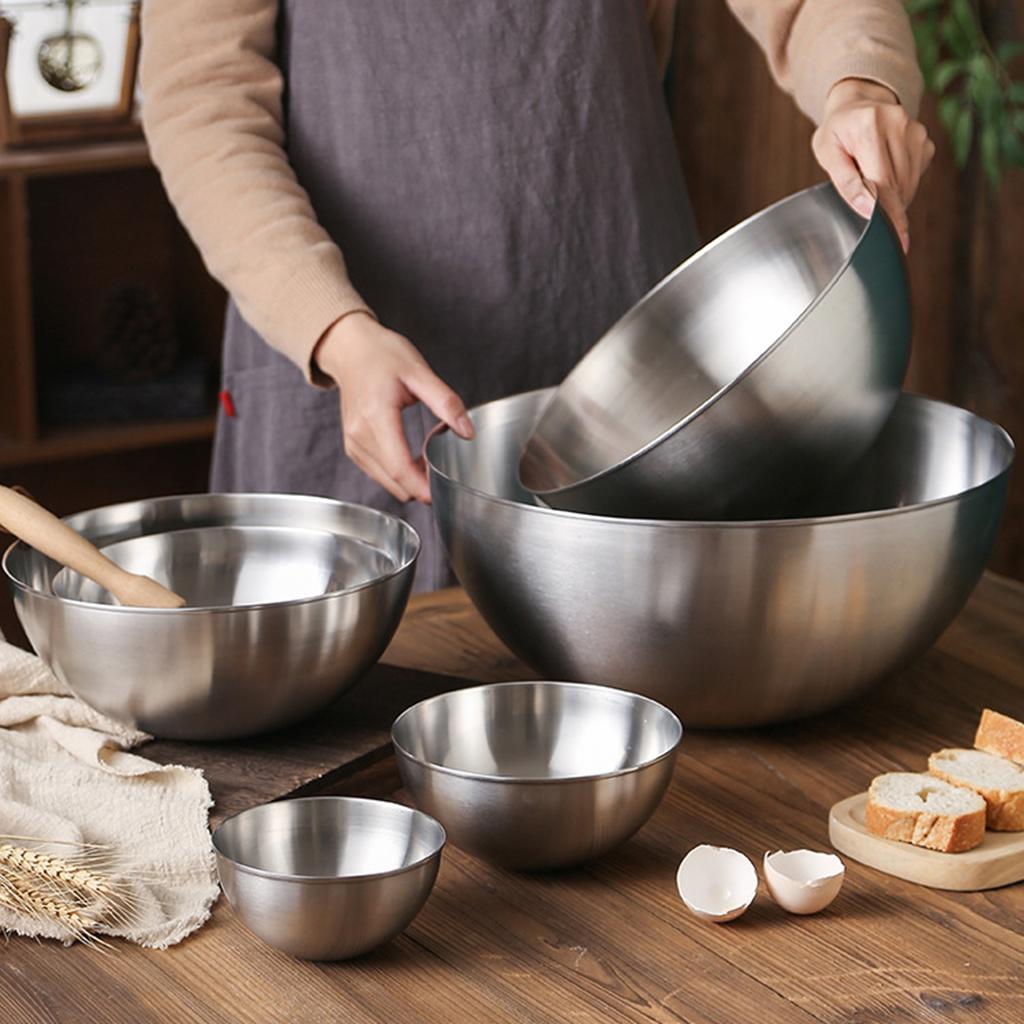 Stainless Steel Mixing Bowls Food Storage Organizers Reusable Heavy Duty for Mixing,