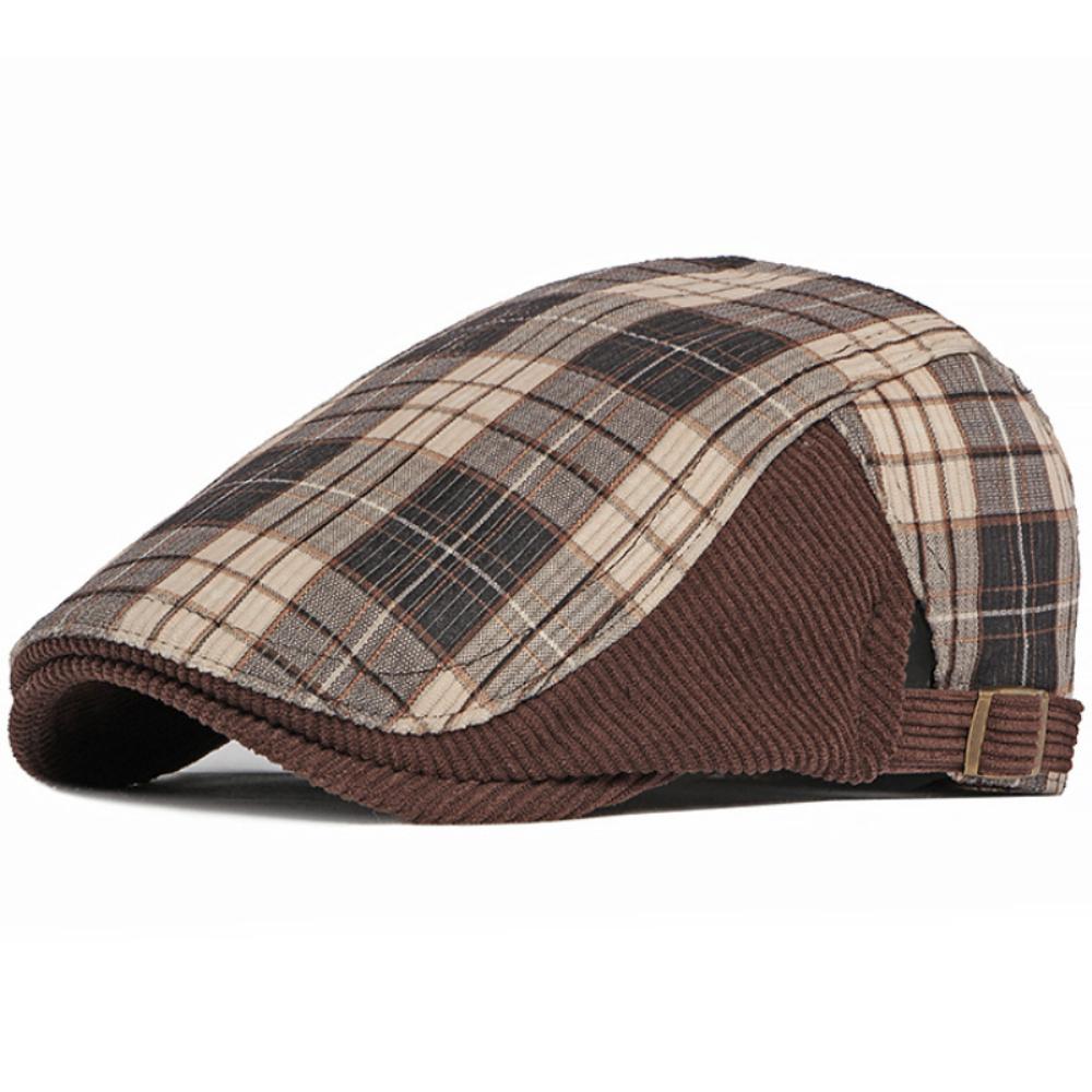 HT4952 Beret Cap Thick Warm Autumn Winter Hats for Men Women Artist Painter Plaid Beret Hat Male Female Ivy Flat Cap Mens Beret
