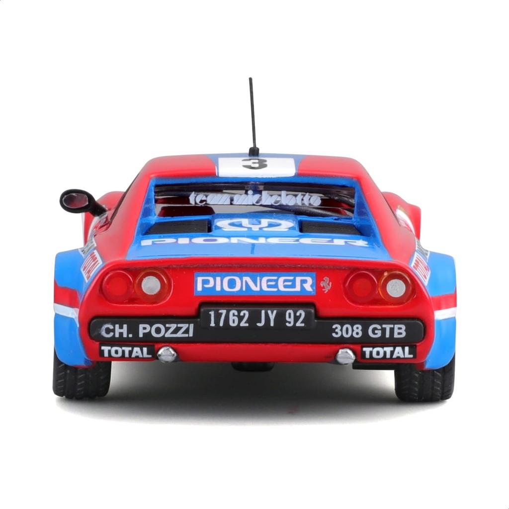 Bburago 1/43 Scale Ferrari 308 GTB 1982 #3 Red/Blue / Race Sports Car Diecast Model Car 18-36304