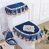 Four Seasons Lace Toilet Cushion Three Piece Flannel Printing Toilet Seat Set with U-shaped Zipper Beauty Toilet Dust Cover