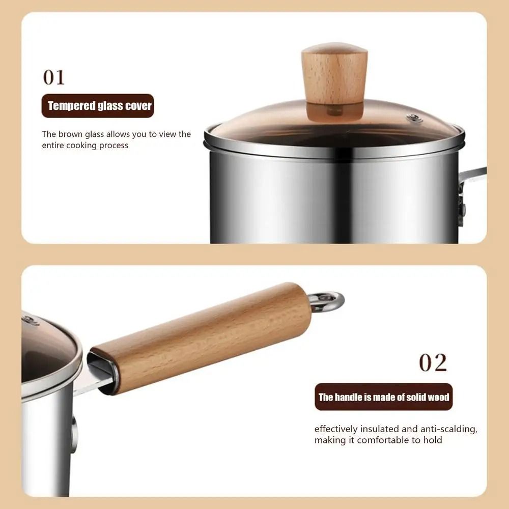 Strainer Basket Deep Fryer Pot Wood Handle Stainless Steel Frying Pan  Home Restaurant