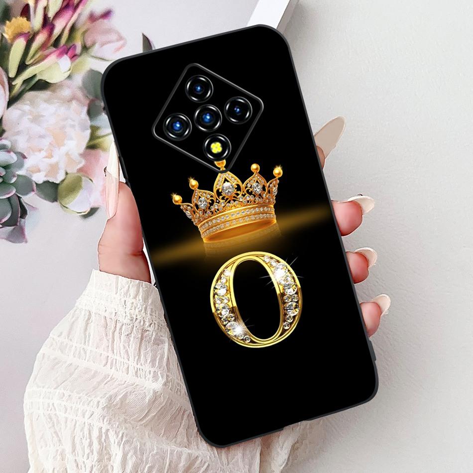 For Infinix Zero 8 8i Fashion Crown Letter Phone Case For Infinix Zero8 Zero8i X687 X87B Black Silicone Soft Cases Bumpers