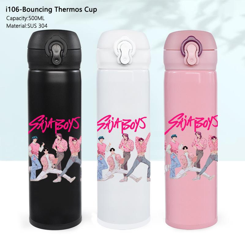 Stainless Steel Bouncing Thermos Cup KPOP Demon Hunter Girl Water Cup Shaga Male Ghost Sports Cup Car