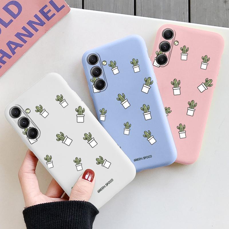 Cactus Patterned Soft Silicone Case For Samsung M35 A55 S24 Xiaomi Redmi Note 13 Poco C65  iPhone 15 Huawei Honor Realme Protective Shockproof Cover