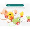 Wooden Animal Push Down Car Pull Rope Car Towing Toys Push and Go Baby Girl Walker Duck Puppy for Kids Early Education Toddler