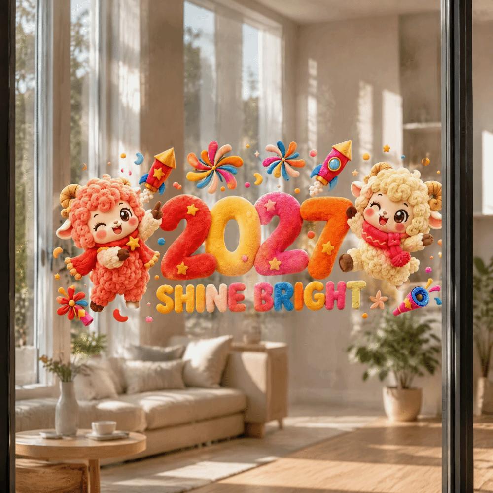 DIY 2027 Static Cling Decal Waterproof Two-sided Door Stickers Party Supplies