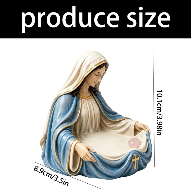 Ricordi della Vergine Maria Portarosari Regalo Cattolico per Donne Statuetta Benedizione Madre Portachiavi Organizzatori di Piccoli Oggetti Statua della Vergine Maria