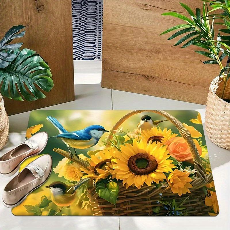 1PC Sunflower Pattern Kitchen Rugs Non-Slip Home Door Mats Pop Design Bathroom Rug Bath Mat Carpet for Home Sink Laundry Decor