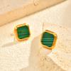 Chic Stainless Steel Square Natural Shell Stud Earrings for Women, Trendy Exquisite Daily Party Jewelry Accessories Gift Unisex