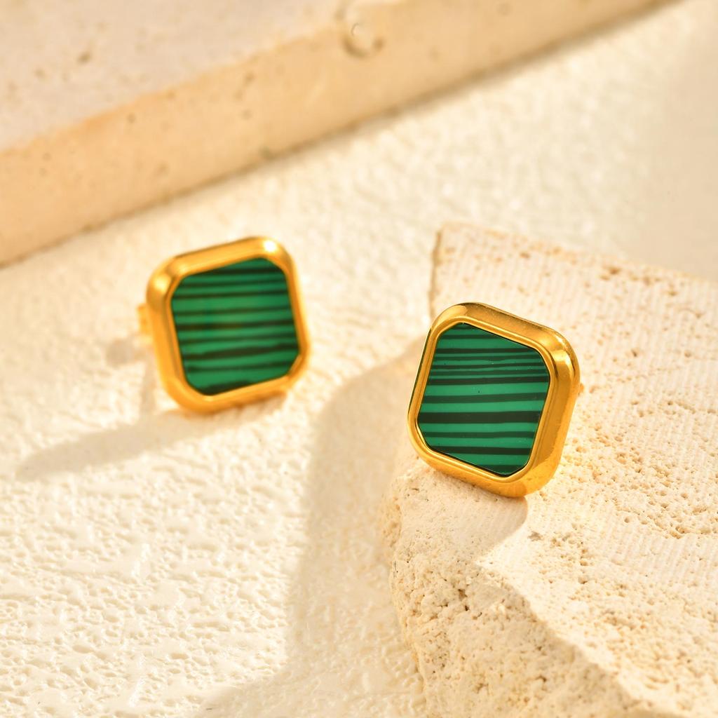 Chic Stainless Steel Square Natural Shell Stud Earrings for Women, Trendy Exquisite Daily Party Jewelry Accessories Gift Unisex