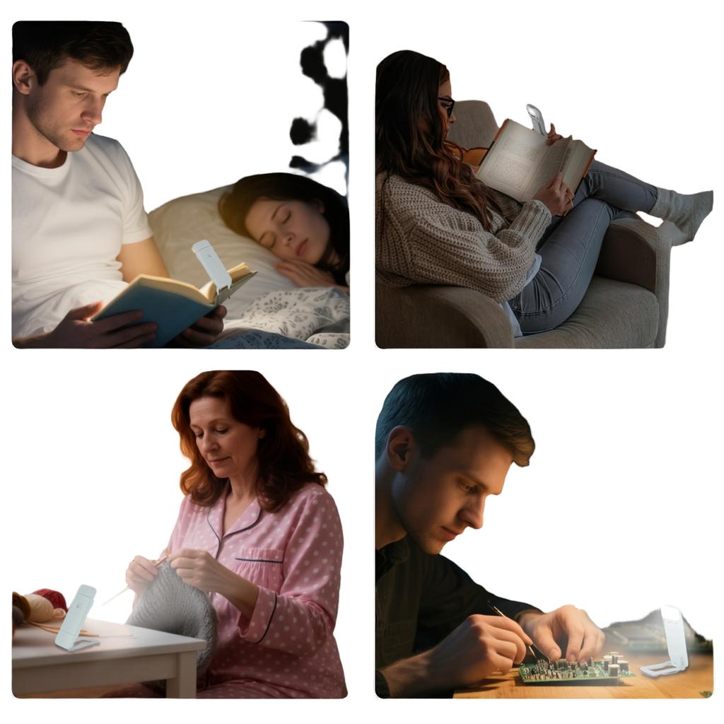 Rechargeable Clip- Book Light with Adjustable Brightness, Portable LED Reading Lamp for Bed, Desk and Travel (Color Options Available)